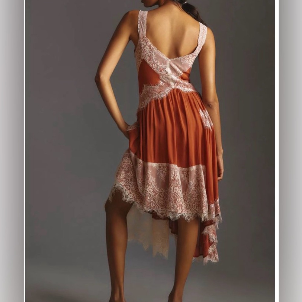 Anthropologie Sleeveless Asymmetrical Lace Midi Dress 4-6 NWOT